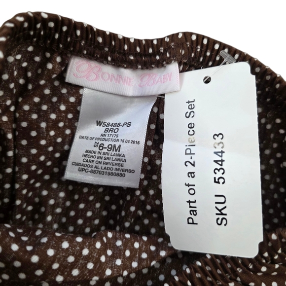 Bonnie Baby Turkey Trapeze 2-Piece Dress Set Brown Polka Dot 6–9M Thanksgiving - Picture 8 of 9